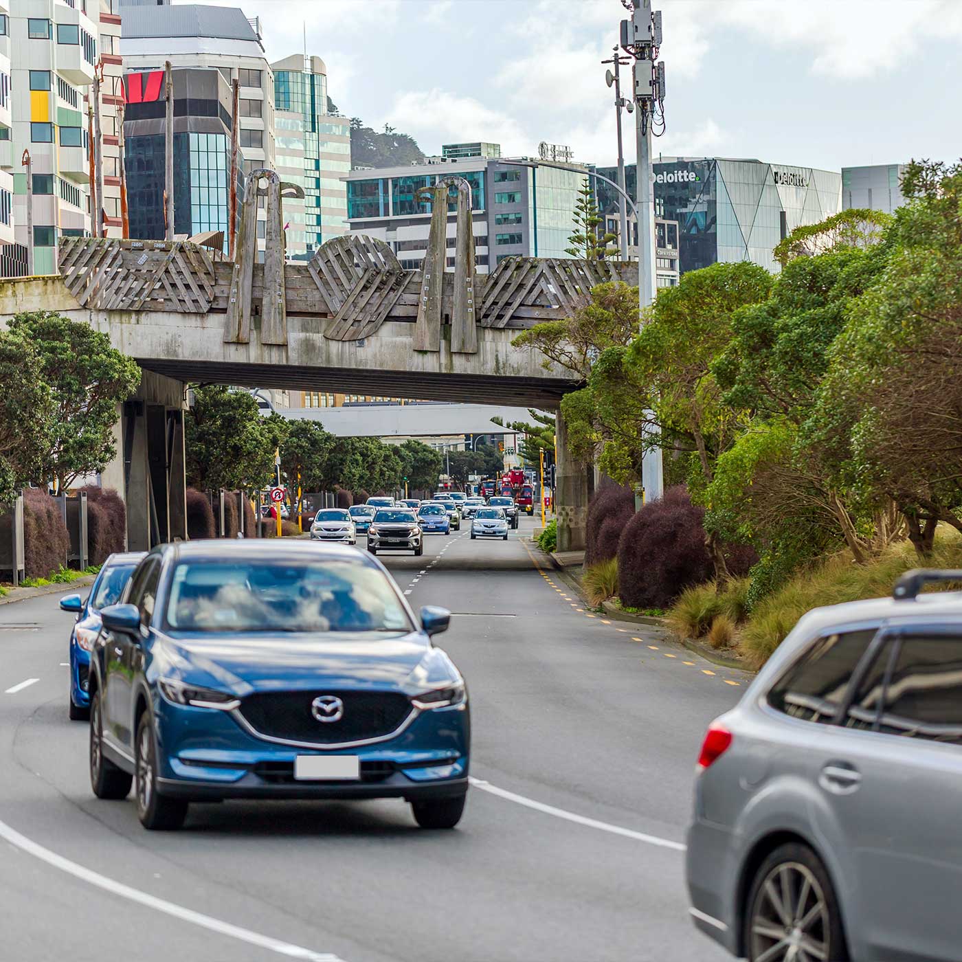 Vehicles travel along Jervois Quay in Wellington, New Zealand. Vehicles travel along Jervois Quay in Wellington, New Zealand.